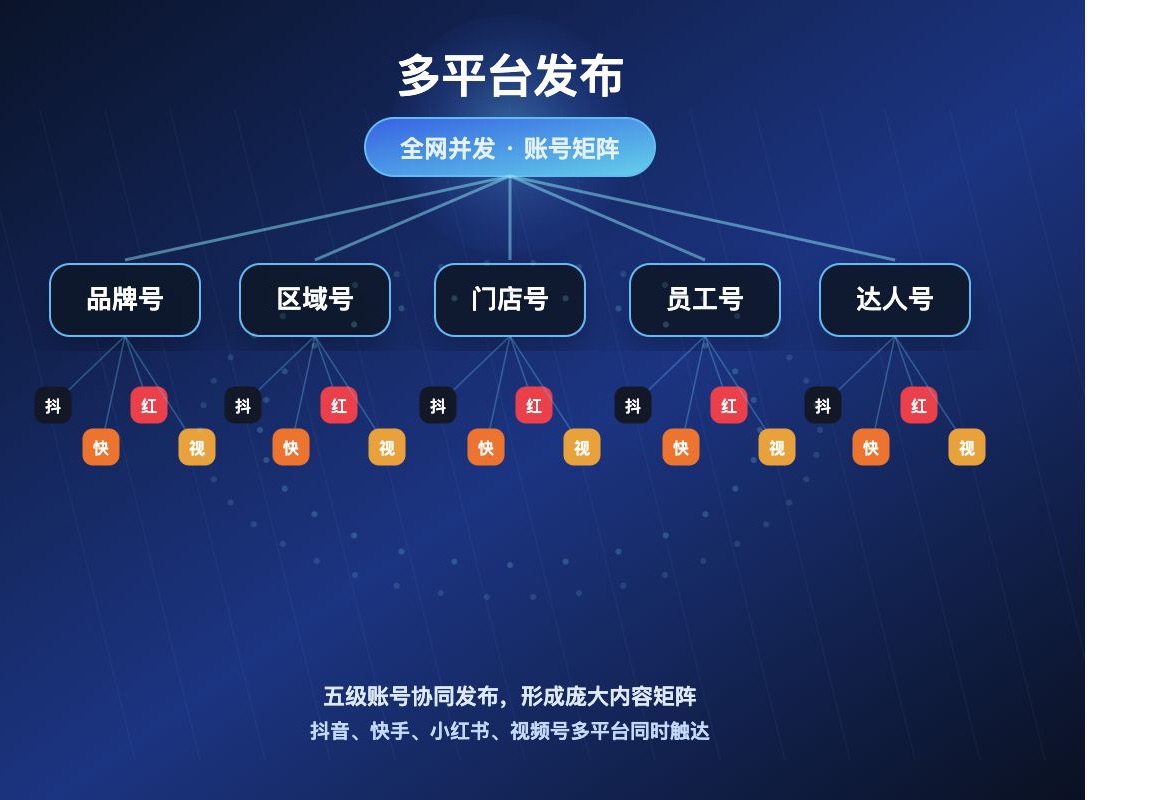 万店视擎账号矩阵多平台发布示意图